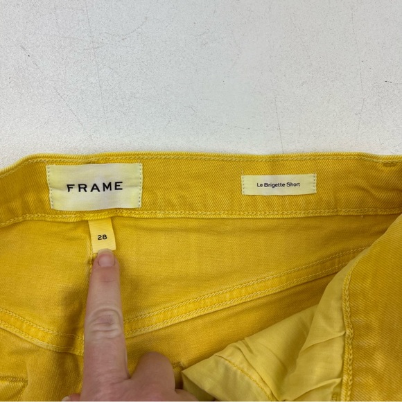 FRAME Le Brigette Cloud Denim Shorts in Citrine - Picture 6 of 7